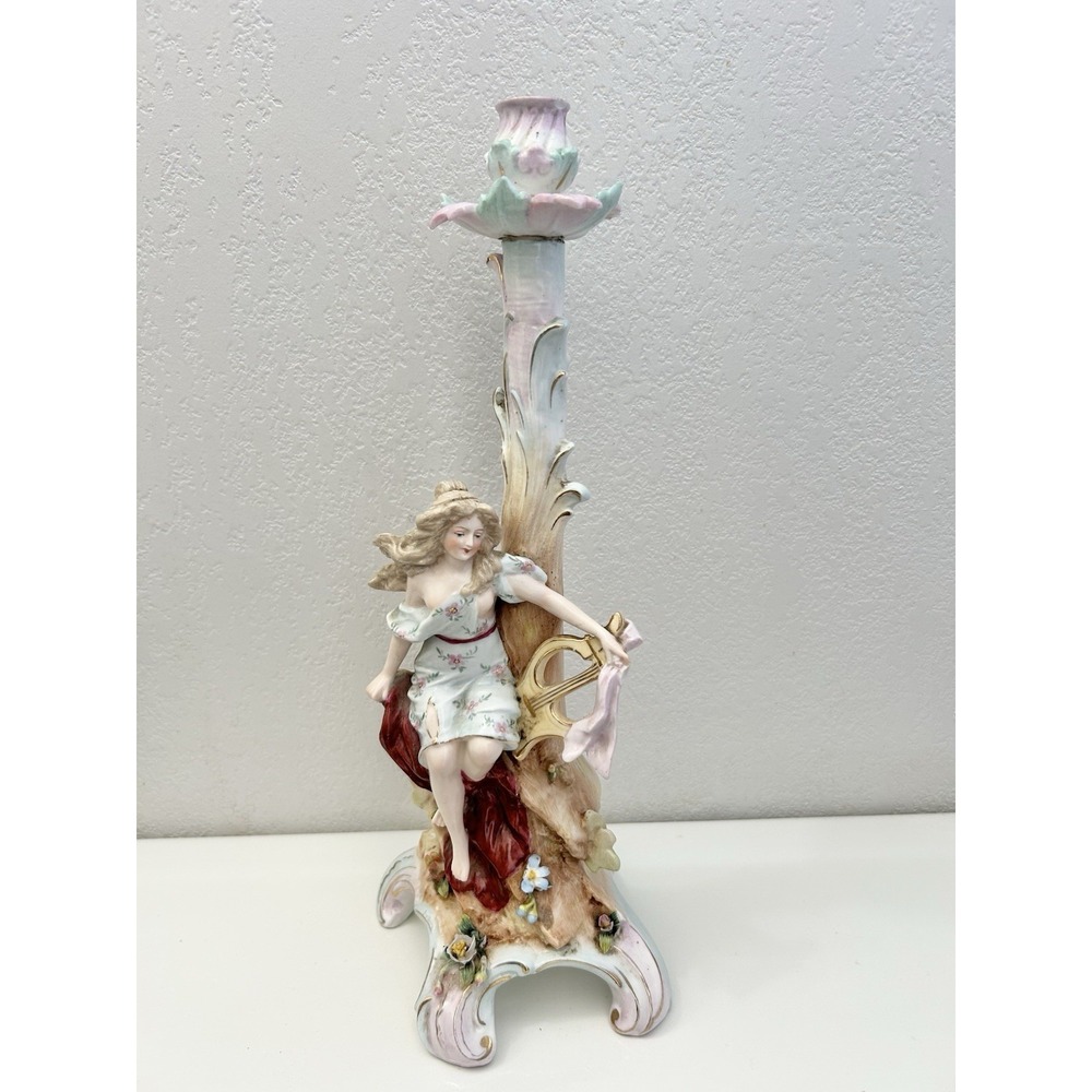 Antique Early 1900's Porcelain Figural Candle Holder Germany Rudolstadt Straus